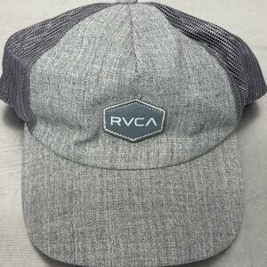 RVCA Trucker Hat Cap Adult Grey Heather Snapback Mesh Diamond Hex Logo‎ Men